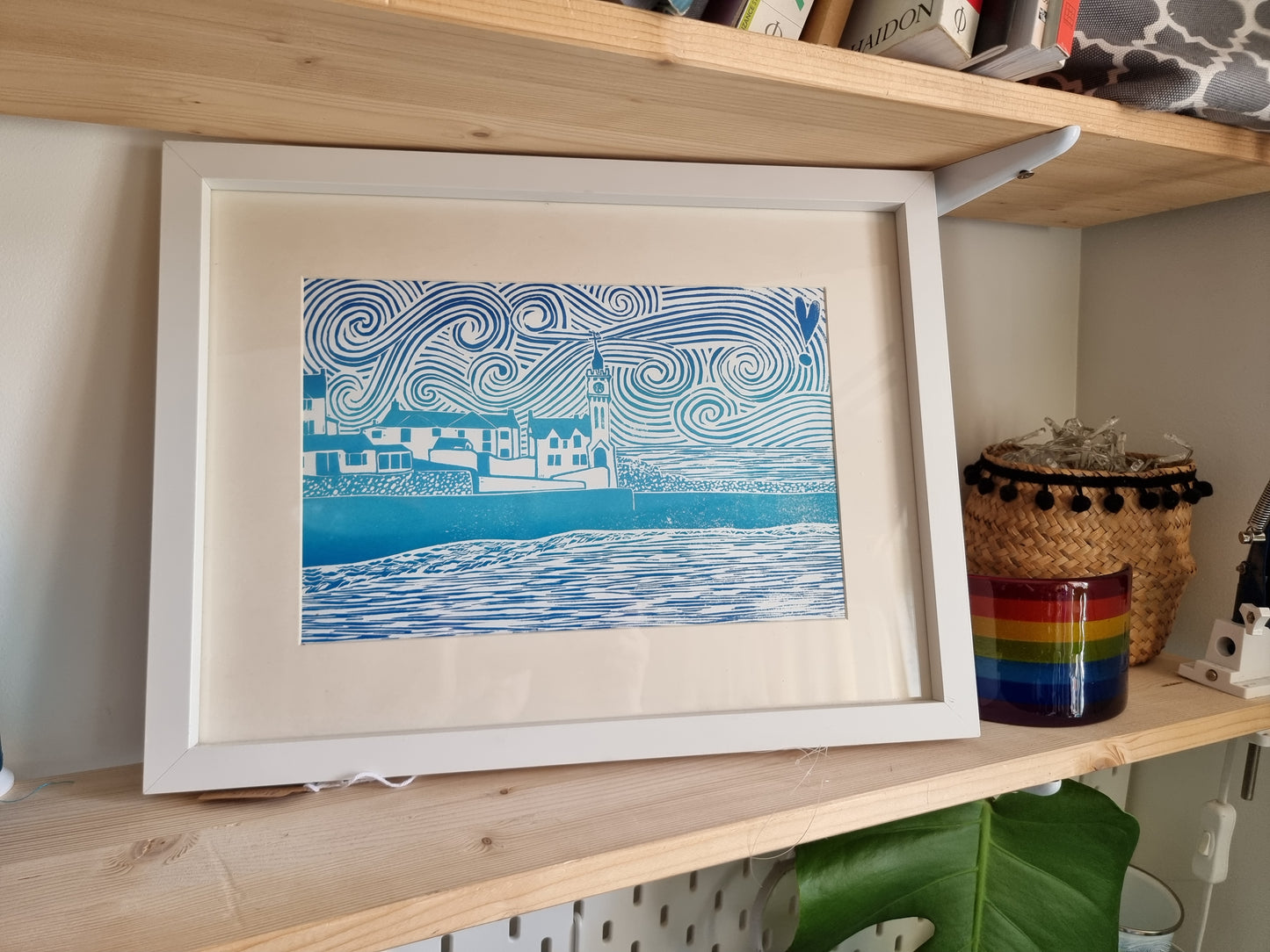 A4 Porthleven original lino print