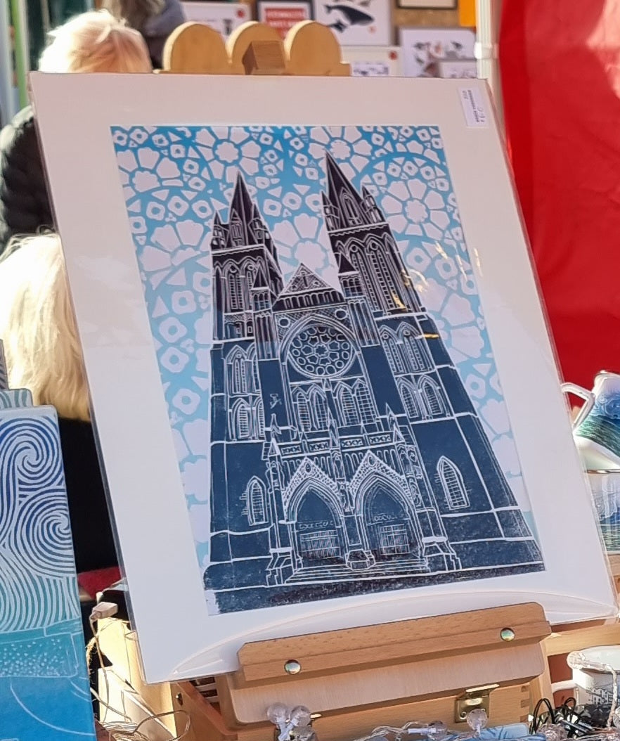 A3 Truro Cathedral lino print