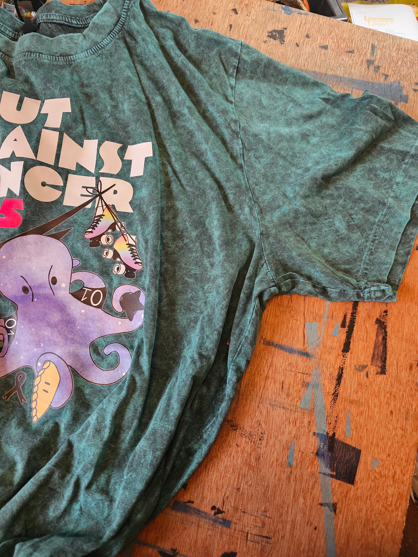 Limited Edition Bout Against Cancer 2025 teal tie dye tee shirt