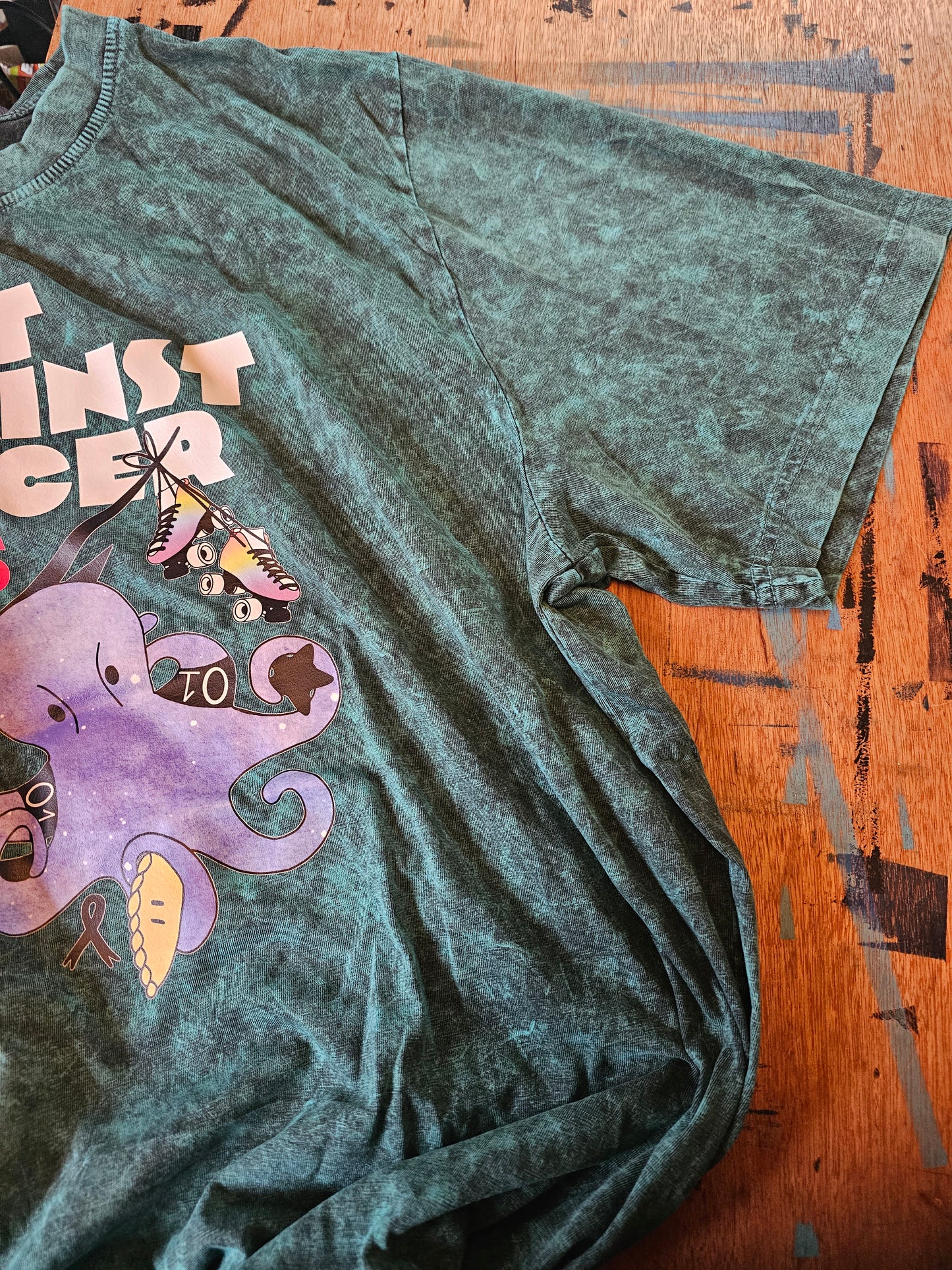 Limited Edition Bout Against Cancer 2025 teal tie dye tee shirt